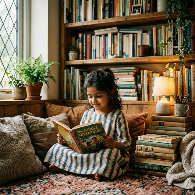 Child reading and learning